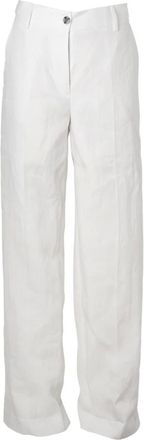Paul Smith Straight Trousers, female, White, L, White Linen Trousers