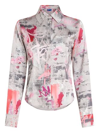 Karl Lagerfeld paint-splatter shirt - women - Polyester/Elastane - S - Grey