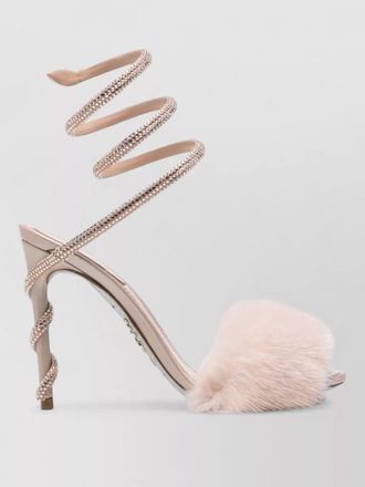 Rene Caovilla silk satin jeweled sandals