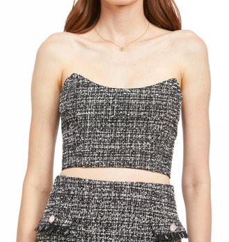 En Saison Noelle Bustier Top In Black & White Tweed