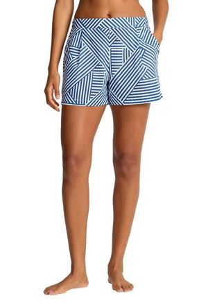 Tommy Bahama Catalina Stripe Cotton Cover-Up Shorts in Indigo Tide at Nordstrom, Size X-Small