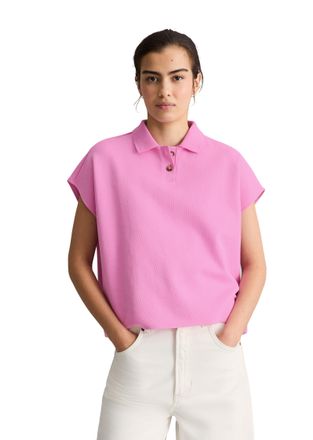 Marc O'Polo Denim Poloshirt MARC OPOLO DENIM, Damen, Gr. XL, pale bubblegum, Jersey, Obermaterial: 100% Baumwolle, relaxed fit normal, Shirts Poloshirt, &auml;rmellos wide a