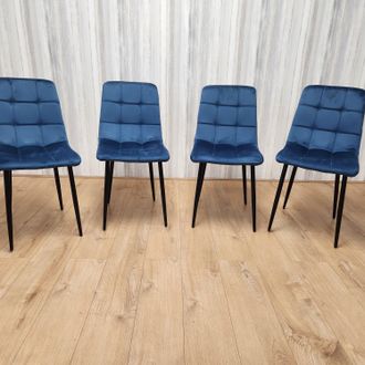 Kosy Koala Dining Chairs Set Of 4 Blue Tufted Chairs Velvet Chairs, Soft Padded Seat Chairs
