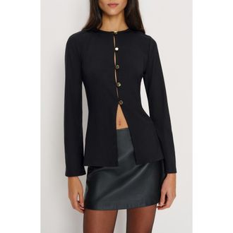 Reformation Verne Button Front Knit Top in Black at Nordstrom, Size X-Small