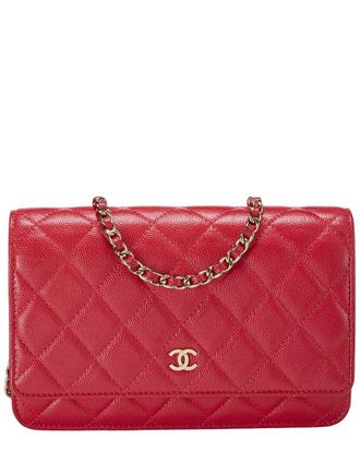 Chanel Red Caviar Leather Boy Wallet On Chain (Authentic Pre-Loved)
