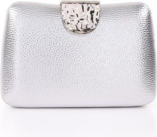 Badgley Mischka Tatum Faux Leather Clutch in Silver at Nordstrom, Size Small