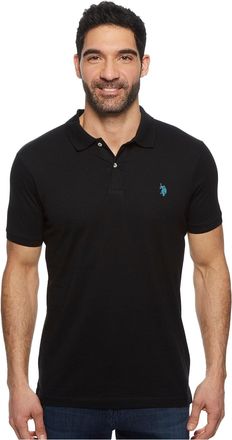 U.S.Polo Association Mens Slim Fit Solid Short Sleeve Jersey Polo Shirt - black - XL