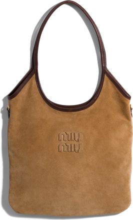 Miu Miu Ivy Suede Tote Bag, Woman, Cinnamon/briarwood