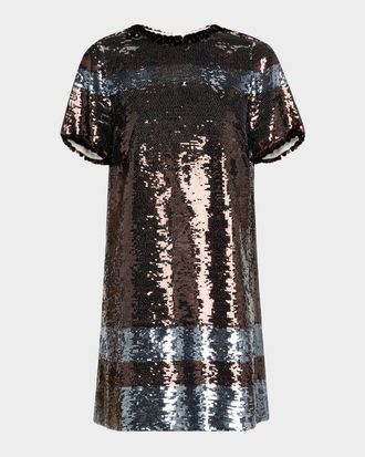 Dorothee Schumacher Sparkling Shine Striped Sequin Mini Dress
