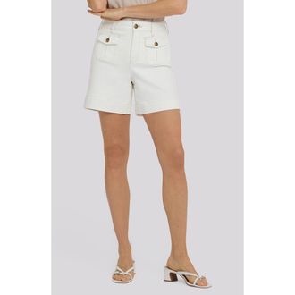 NYDJ Berkyn Patch Pocket High Waist Denim Shorts in Vintage White at Nordstrom, Size 10
