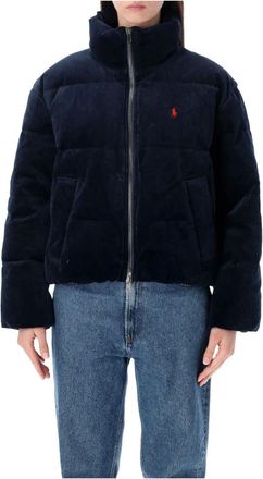 Ralph Lauren Down Jackets, female, Blue, M, Corduroy Short Down Jacket