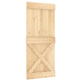 vidaXL Puerta Corredera Narvik Natural Y Negro 90 X 210 Cm (213,5 Cm) Vidaxl