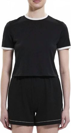 Theory Ringer Short Sleeve Tee In Black/white
