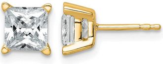 Diamond2Deal 14k Gold 2 ctw Princess Lab Grown Diamond Stud Earrings