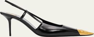 Saint Laurent 75mm Jeanne Leather Slingback Pumps
