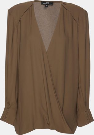 Elisabetta Franchi Khaki Crepe Camicia Blouse