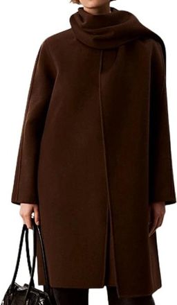 Calvin Klein Cappotto in misto lana con sciarpa - - Coats - Donna - Marrone - XS