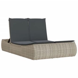 vidaXL Vidaxl - Tumbona Doble Con Cojines Rat&aacute;n Sint&eacute;tico Gris Claro
