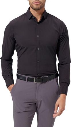 Mizzen+Main Leeward Trim Fit Solid Performance Button-Up Shirt in Black Solid at Nordstrom, Size Small