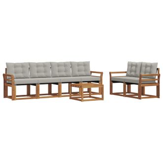 vidaXL Conjunto De Sof&aacute;s De Exterior 7 Pcs Gris Natural Y Claro Vidaxl