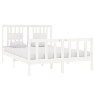 Berkfield Home Beautiful Bed Frame White Solid Wood 140x190 cm