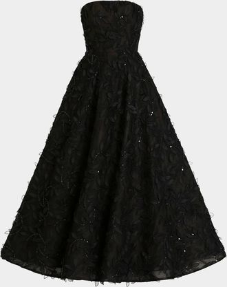 Helsi Celine Strapless Sequin Floral Embroidered Gown
