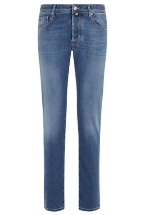 Jacob Cohen Bard Medium Blue Cotton-Blend Slim Straight-Leg Jeans