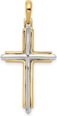 Diamond2Deal 10k Two-tone Fancy Cross Pendant