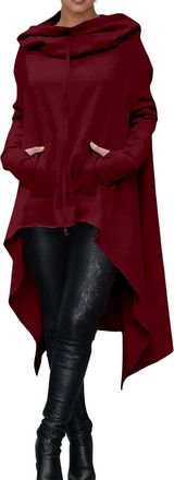 Generic Women Long Hoodie Sweatshirt UK Clearance Ladies Long Sleeve Hoodies Drawstring Hoody Jumper Asymmetric Hem Longline Pullover Oversized Hooded Sweatsh
