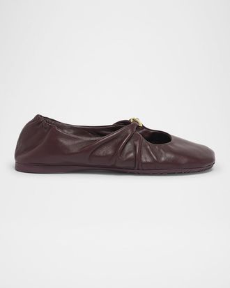 Loewe Pebble Soft Leather Ballerina Flats