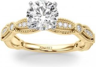 Allurez Antique Style Diamond Engagement Ring 14K Yellow Gold (0.20ct)