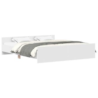 Berkfield Home Bed Frame with Headboard with Footboard White 180x200 cm Super King