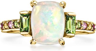 Ross-Simons Opal Ring With Multicolored Tourmalines in 10kt Yellow Gold