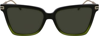Ferragamo Gancini 56mm Butterfly Sunglasses in Gradient Transparent Green at Nordstrom