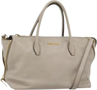 Miu Miu Pre-owned Hand Bag - Dames - Vintage Handtas - Grijs - ONE Size - Leer - Vintage