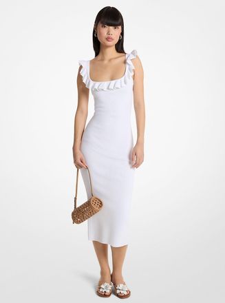 Michael Kors Ruffled Stretch Viscose Midi Dress