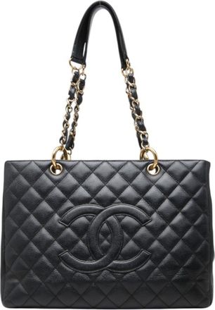 Chanel Black Grained Calfskin Shoulder Bag Tote Bag (Pre-Owned)