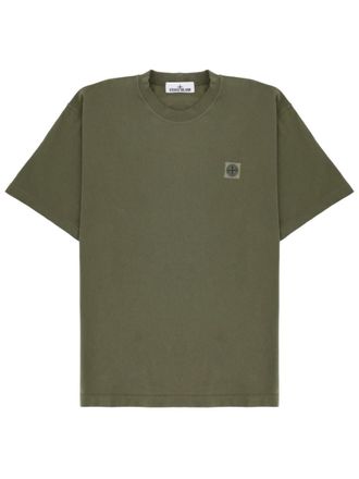Stone Island Green Logo Crew Neck T-Shirt