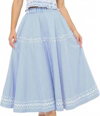 Oliphant Olivia Pin-Stripe Skirt In Sconset Blue