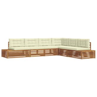 vidaXL Conjunto De Sof&aacute;s De Exterior Con Coj&iacute;n 6 Pieza Natural Y Crema Vidaxl