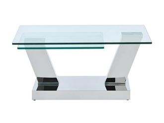 VENTE-UNIQUE.COM Mesa de centro modular cristal templado transparente, plateado