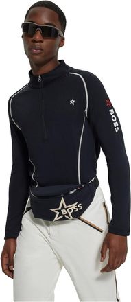 HUGO BOSS Mens Zip Neck Long Sleeve Sweatshirt in Black - Size X-Small