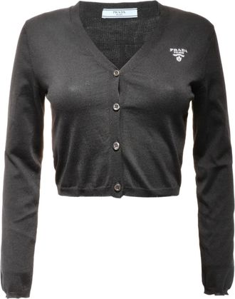 Prada Cardigan in seta con logo 2024 - Nero