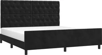 vidaXL Estructura De Cama Sin Colch&oacute;n Terciopelo Negro 160x200 Cm Vidaxl