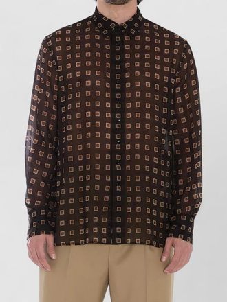 Saint Laurent geometric pattern skinny wool shirt