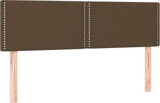 vidaXL Cabecero Con Led De Tela Marr&oacute;n Oscuro 144x5x78/88 Cm Vidaxl