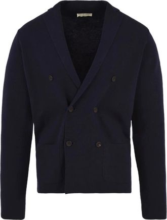 FILIPPO DE LAURENTIIS Double-Breasted Cardigan - Heren - Vesten - Blauw - M - Wol - Truien & Vesten