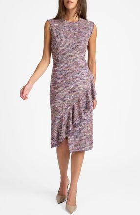 Santorelli Cami Tweed Sleeveless Ruffle Dress in Dusty Lilac at Nordstrom, Size 16