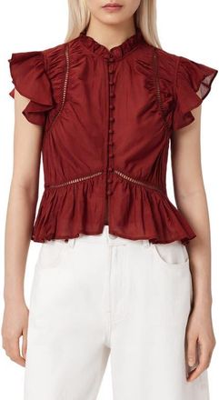 AllSaints Lima Ruffle Top in Paprika Red at Nordstrom, Size 10 Us