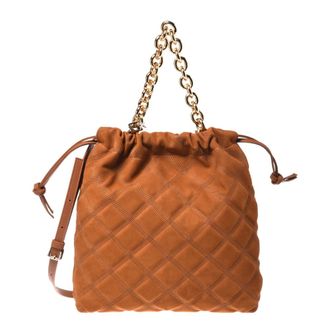 Baldinini Quilted Suede Crossbody Bag - female - Baldinini - Bucket Bags - Brown - ONE SIZE - Bags